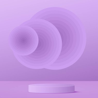 Sunum için mor renkli podyumu olan soyut arkaplan. Vektör illüstrasyonu