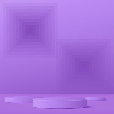 Sunum için mor renkli podyumu olan soyut arkaplan. Vektör illüstrasyonu