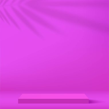 Sunum için mor renkli podyumu olan soyut arkaplan. Vektör