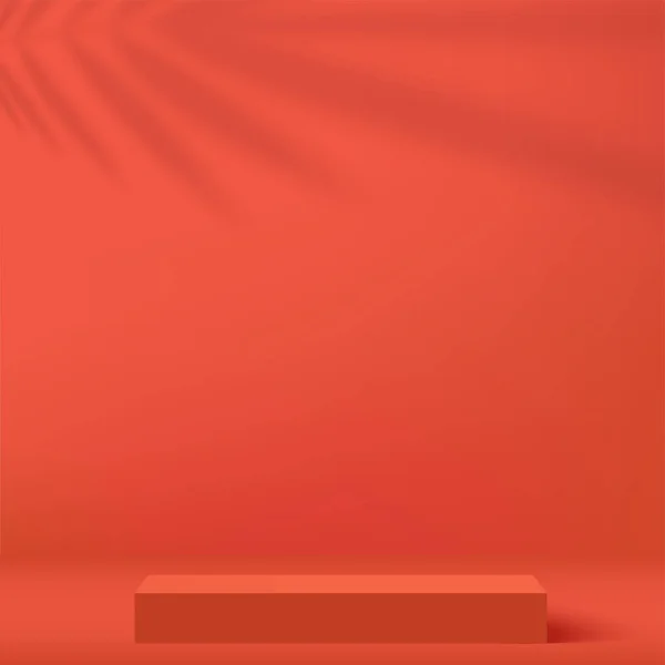 Abstrakter Hintergrund Mit Rotem Podium Zur Präsentation Vektorillustration — Stockvektor