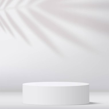 Sunum için beyaz renkli podyumu olan soyut bir arkaplan. Vektör illüstrasyonu