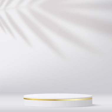 Sunum için beyaz renkli podyumu olan soyut bir arkaplan. Vektör illüstrasyonu