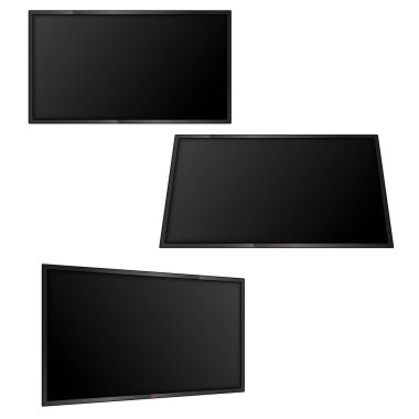 Üç geniş televizyon ekranı maketi. Vektör