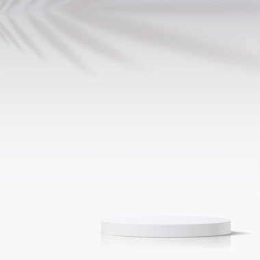 Sunum için beyaz renkli podyumu olan soyut bir arkaplan. Vektör illüstrasyonu