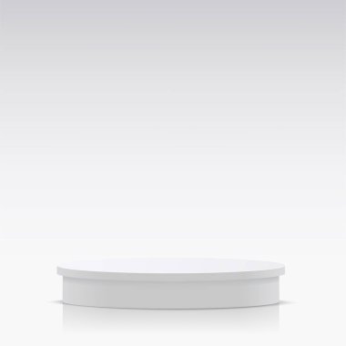 Sunum için beyaz renkli podyumu olan soyut bir arkaplan. Vektör