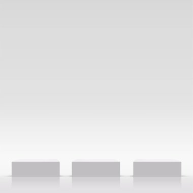Sunum için beyaz renkli podyumu olan soyut bir arkaplan. Vektör illüstrasyonu