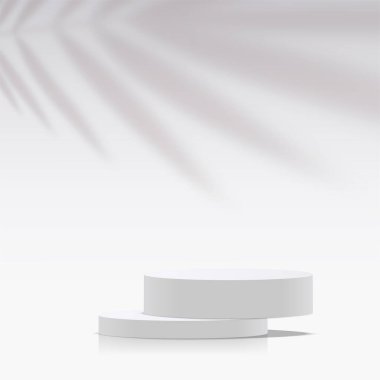 Sunum için beyaz renkli podyumu olan soyut bir arkaplan. Vektör illüstrasyonu