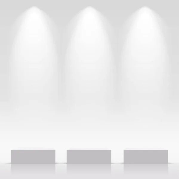 Podio Color Blanco Con Focos Para Presentación Ilustración Vectorial — Vector de stock
