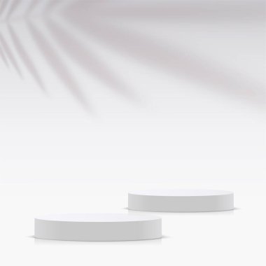 Sunum için beyaz renkli podyumu olan soyut bir arkaplan. Vektör illüstrasyonu