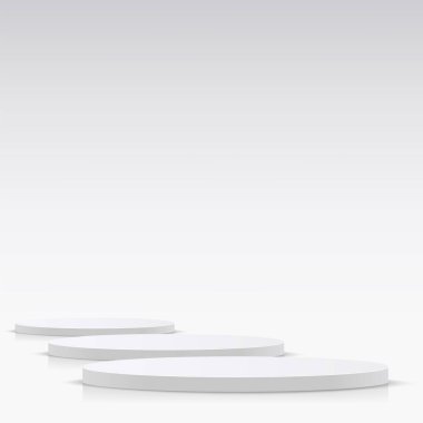 Sunum için beyaz renkli podyumu olan soyut bir arkaplan. Vektör illüstrasyonu