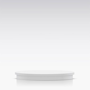 Sunum için beyaz renkli podyumu olan soyut bir arkaplan. Vektör illüstrasyonu