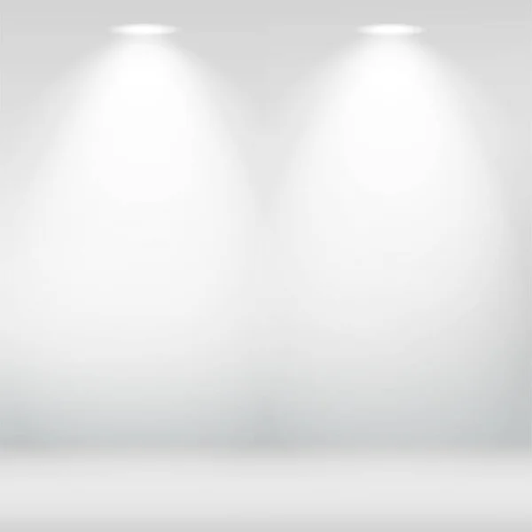 スポットライト付きの白い部屋の抽象的な背景 ベクターイラスト — ストックベクタ