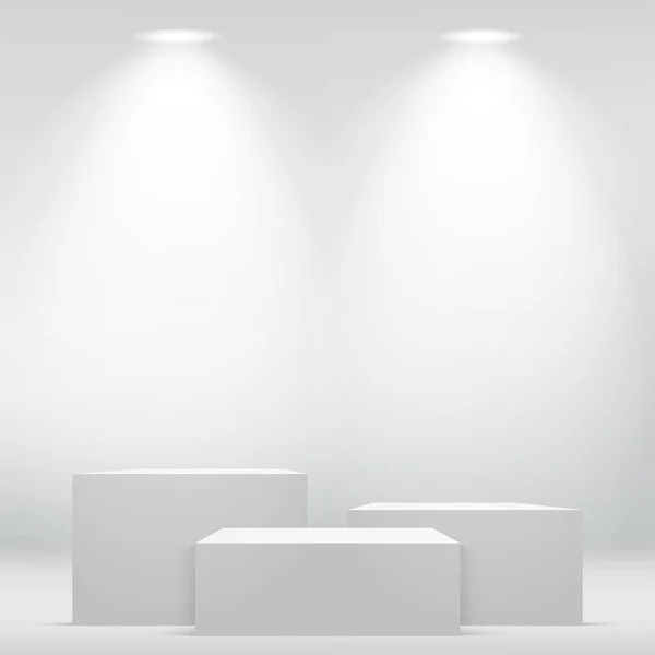 Fond Abstrait Avec Podium Couleur Blanche Pour Présentation Avec Projecteurs — Image vectorielle