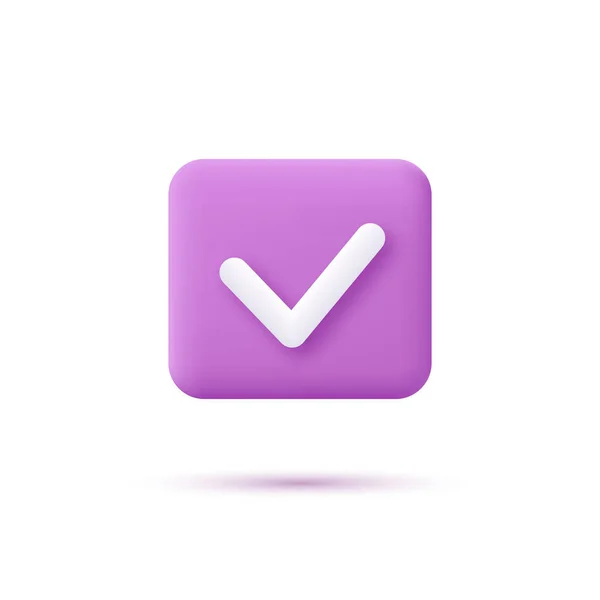 Purple Check Mark Minimal Style Vector Illustration — Stock Vector