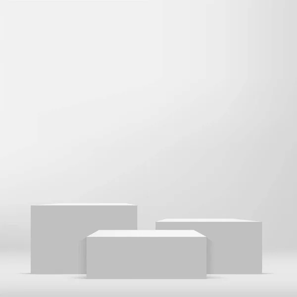White Color Square Podium Presentation Vector Illustration — Stock Vector