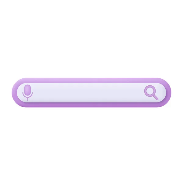 Трехмерная Поисковая Строка Стиле Мультфильма Фиолетового Цвета Векторная Иллюстрация — стоковый вектор