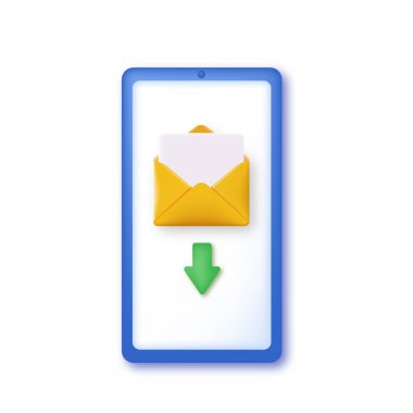 Akıllı telefondan yeni bir mesaj geliyor. Vektör illüstrasyonu