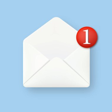 3D zarflı postayı kağıtla açtı. Vektör illüstrasyonu