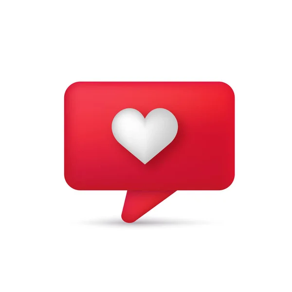 Corazón Rojo Burbuja Mensaje Chat Ilustración Vectorial — Vector de stock