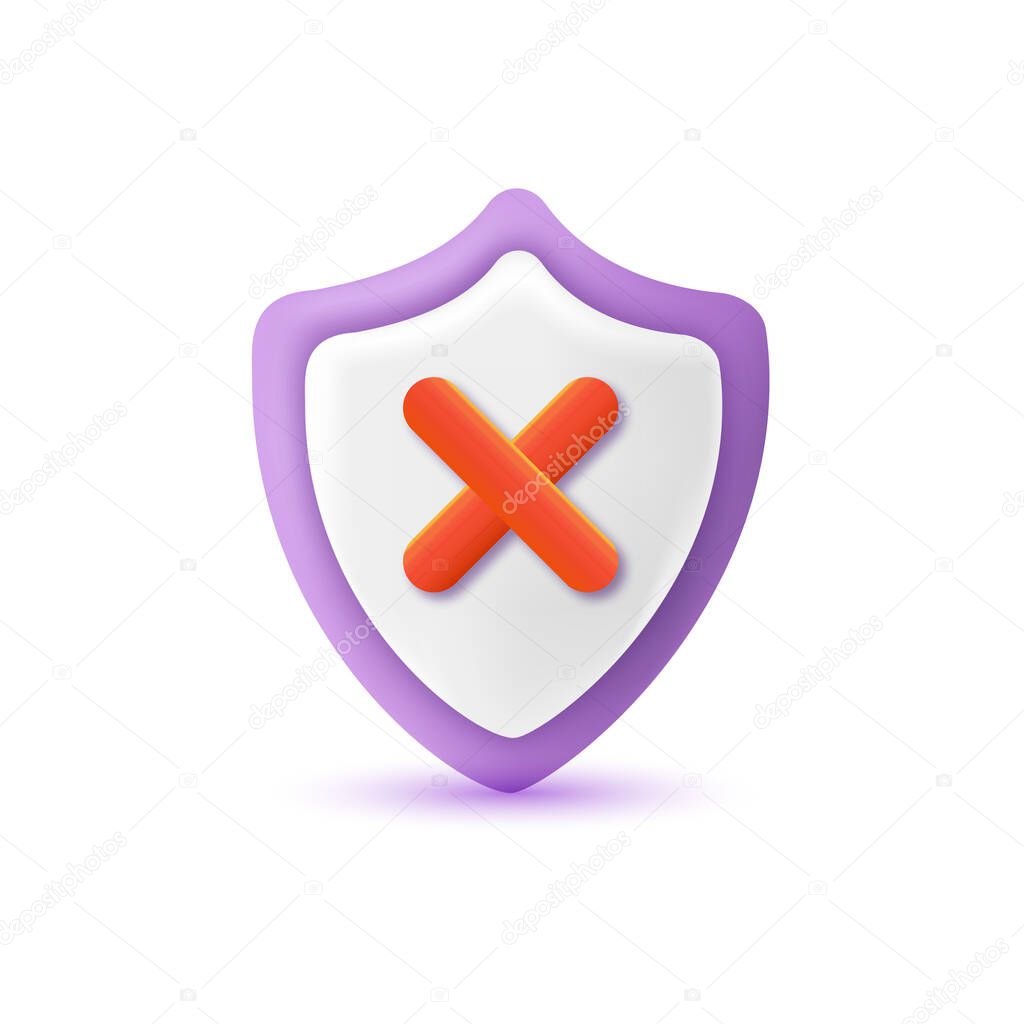 3d security not safety guarenteed shield check mark. Vector illustration