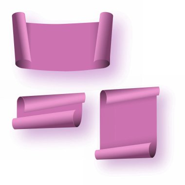 Yumuşak gölgeli mor parşömen kağıdı seti. Vektör illüstrasyonu