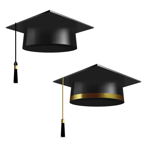 Gerçekçi Üniversite Lise Üniversite Şapkası Vektör Illüstrasyonu — Stok Vektör