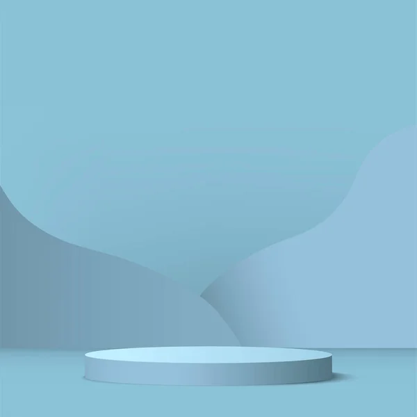 Fond Abstrait Avec Podium Couleur Bleue Pour Présentation Illustration Vectorielle — Image vectorielle
