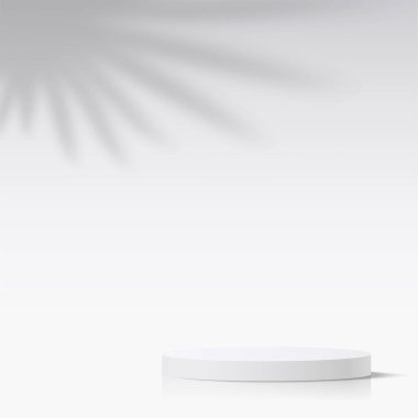 Sunum için beyaz renkli podyumu olan soyut bir arkaplan. Vektör illüstrasyonu