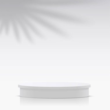 Sunum için beyaz renkli podyumu olan soyut bir arkaplan. Vektör illüstrasyonu