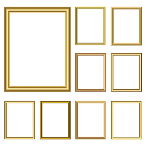 Set Von Goldenen Quadratischen Bilderrahmen Vektorillustration — Stockvektor