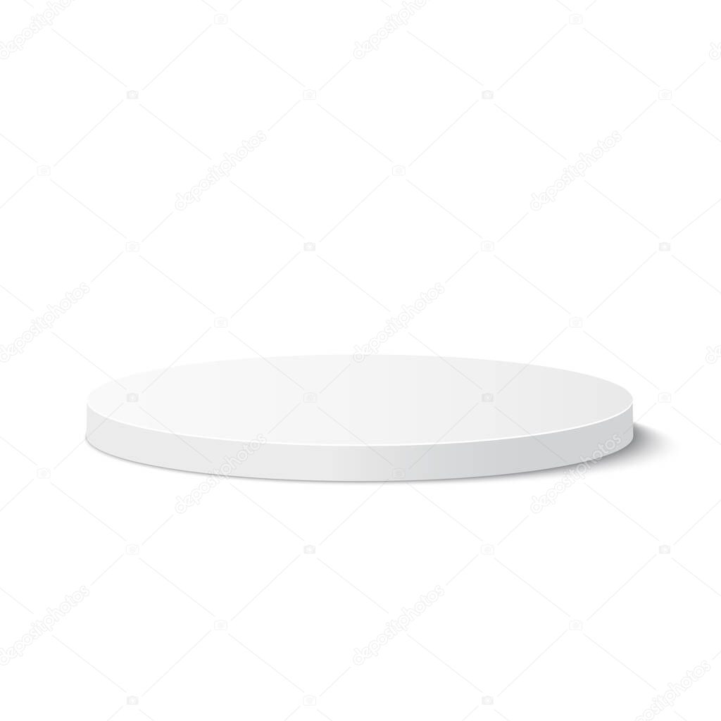 White circle blank product podium scene isolated on white background. Vector illustration
