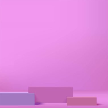 Sunum için mor renkli podyumu olan soyut arkaplan. Vektör illüstrasyonu