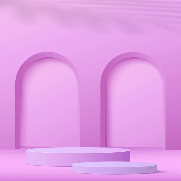 Fondo Abstracto Con Podio Color Púrpura Para Presentación Ilustración Vectorial — Vector de stock