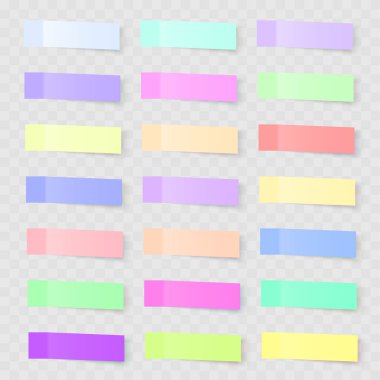 Şeffaf arkaplanda izole edilmiş not etiketleri gönder. Vektör illüstrasyonu