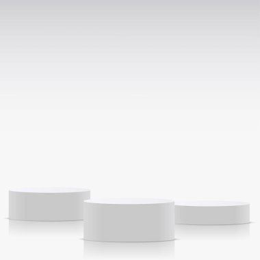 Sunum için beyaz renkli podyumu olan soyut bir arkaplan. Vektör illüstrasyonu