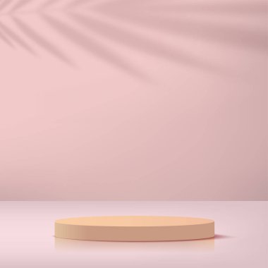 Sunum için pembe renkli podyumu olan soyut bir arkaplan. Vektör illüstrasyonu