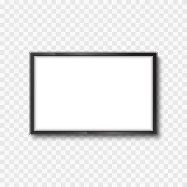 Ralistik televizyon ya da şeffaf arkaplanda monitör. Vektör illüstrasyonu