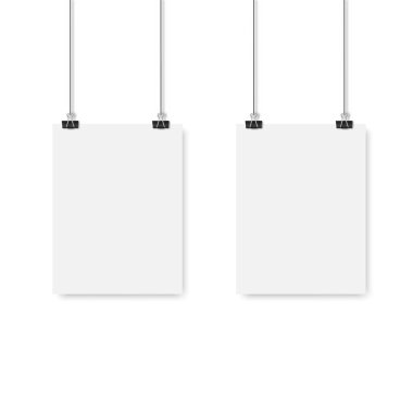 Şarjörde boş bir poster asılı. Vektör illüstrasyonu