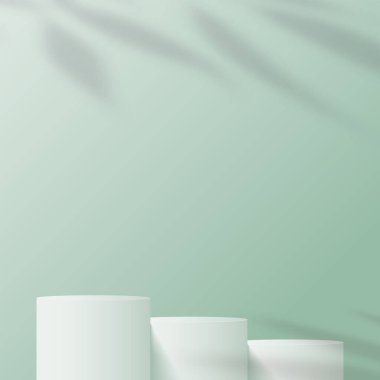 Sunum için yeşil renkli podyumu olan soyut bir arkaplan. Vektör illüstrasyonu