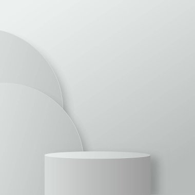 Sunum için beyaz renkli podyumu olan soyut bir arkaplan. Vektör illüstrasyonu
