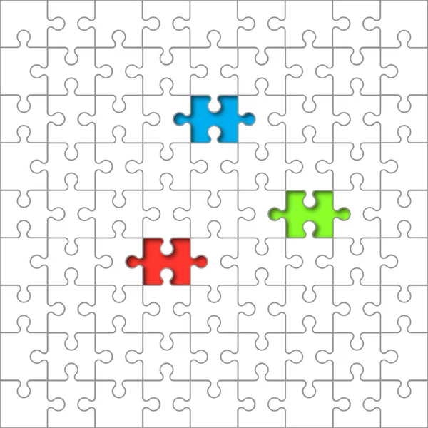 Jigsaw Puzzle plantilla de cuadrícula. Vector — Vector de stock