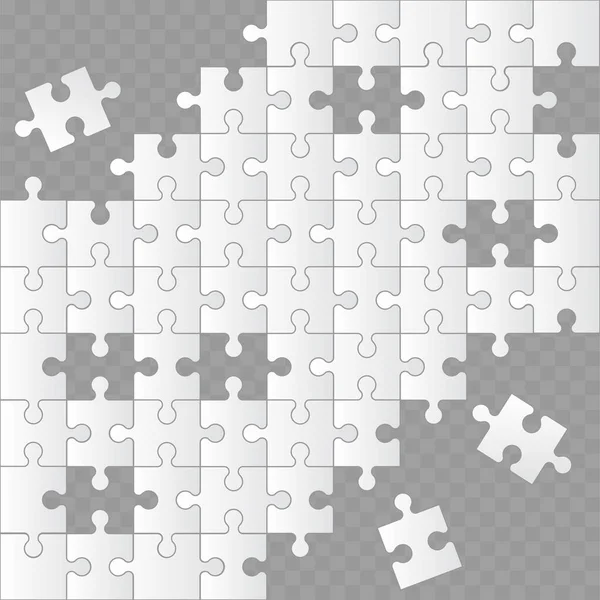 Jigsaw puzzle grid template with missing pieces. Vector — Stock Vector