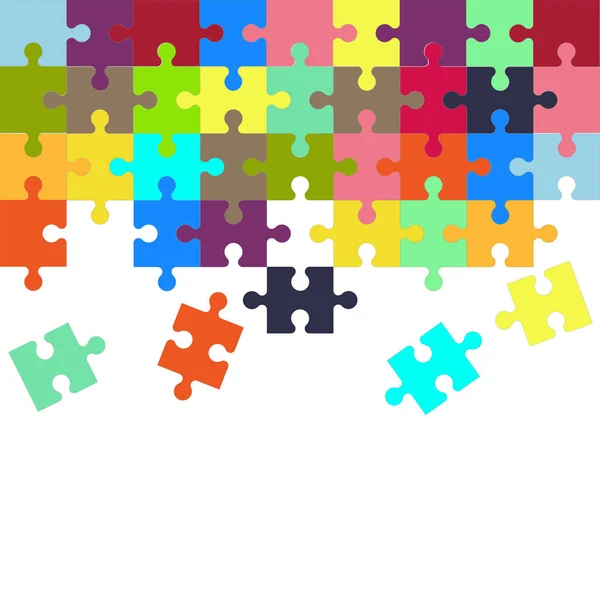 Jigsaw puzzle with multicolor separate pieces. Vector — Stock Vector
