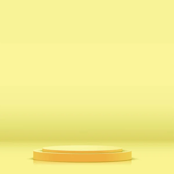 Escena Mínima Abstracta Con Formas Geométricas Pódium Amarillo Fondo Amarillo — Vector de stock