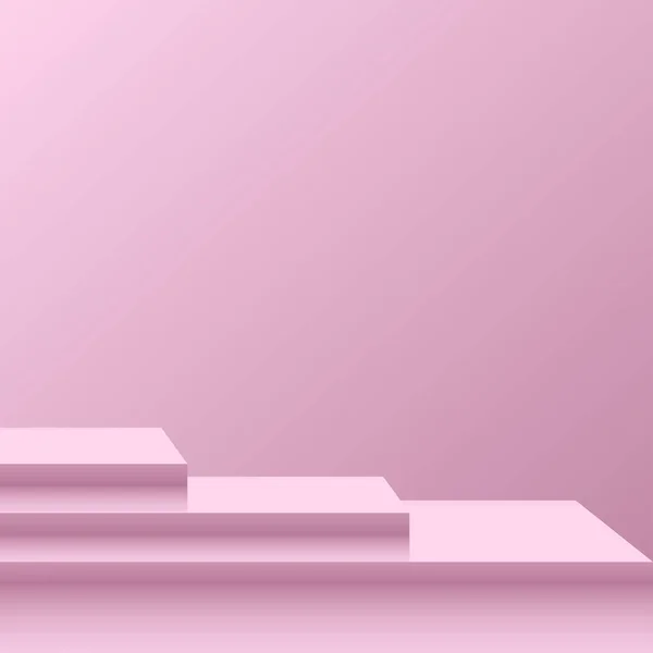Escena Mínima Abstracta Con Formas Geométricas Pódium Rosa Fondo Rosa — Vector de stock