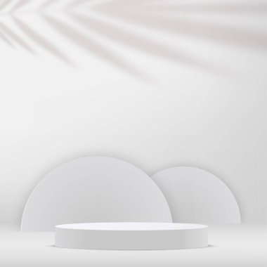 Geometrik formlarla soyut asgari sahne. Ürün sunumu için sarı arka planda sarı podyum. Vektör illüstrasyonu