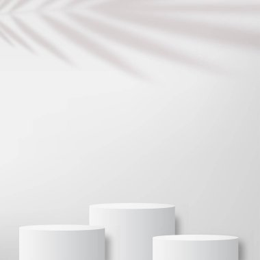 Geometrik formlarla soyut asgari sahne. Ürün sunumu için sarı arka planda sarı podyum. Vektör illüstrasyonu