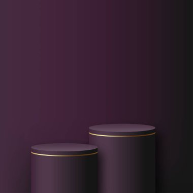 Sunum için mor kürsülü soyut bir arkaplan. Vektör illüstrasyonu