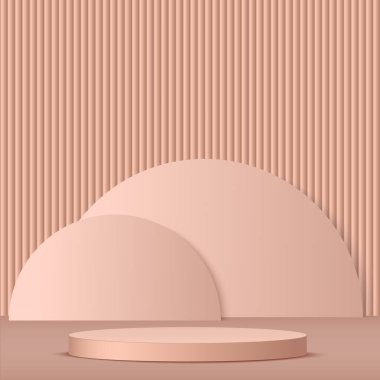 Sunum için krem rengi podyumu olan soyut bir arkaplan. Vektör illüstrasyonu