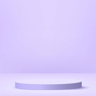 Sunum için mor renkli podyumu olan soyut arkaplan. Vektör illüstrasyonu